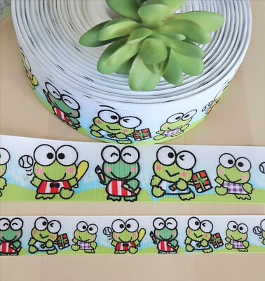 7/8 & 1.5'' (1 YD) Keroppi Grosgrain Ribbon Hello Kitty Friend Pond Frog 