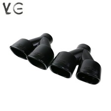 2pcs 67mm Black Weld-on Dual Exhaust Pipe Muffler Tips Square Tip 2 Outlets