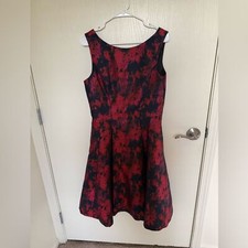 Vera Wang Women’s Jacquard Open Back Fit Flare Dress Dark Romantic Gothic Sz 10