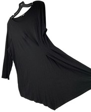 Rare Vince Camuto Asym Pleat Black 3/4 Sleeve Tunic Top 1X Rayon 8015 GUC