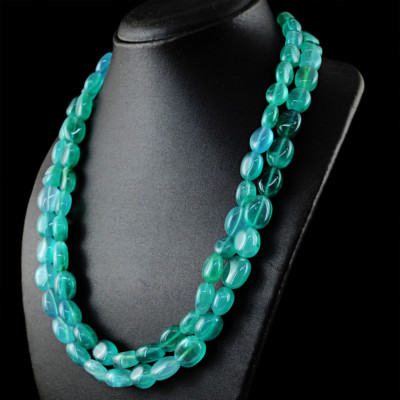 770.00 Cts Earth Mined ENHANCED Emerald Oval Shape Beads Handmade Necklace (DG)