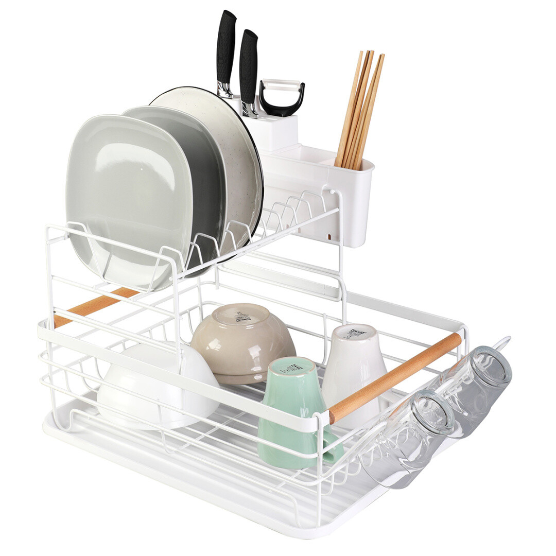 5907768781200 СУШИЛКА ДЛЯ ПОСУДЫ С ДРЕНАЖОМ И ПОДДОНОМ E-8120 ELITEHOFF 8490₽