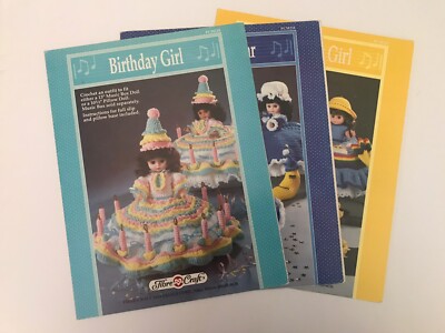 (Lot of 3) Fibre Craft For Music Box Doll/Pillow Crochet Patterns #210 211 212