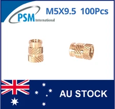 INSERT FOR PLASTIC M5 X 9.5 SONIC-LOK BRASS SL-B-M5 THREAD KNURLED HEAT X 100