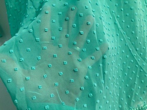 BEAUTEES Girl's Seafoam Green Dot Mesh Crochet Lace Bell Cold Shoulder Dress 14 - Picture 7 of 11