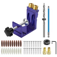 37PCS Pocket Hole Jig Kits Dowel Drills Joinery Screw Carpentry Woodworking Tool