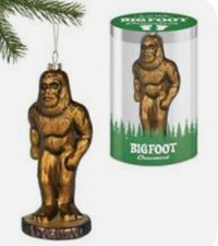 BIGFOOT ORNAMENT 6.25" Blown Glass Sasquatch Christmas Tree Holiday Pacific NW