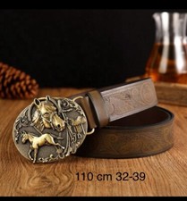 Leather Belt With Horse Buckle