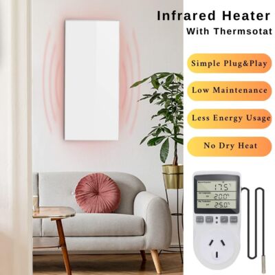 450W Infrared Radiant Slimline Panel Heater with Thermostat Wall