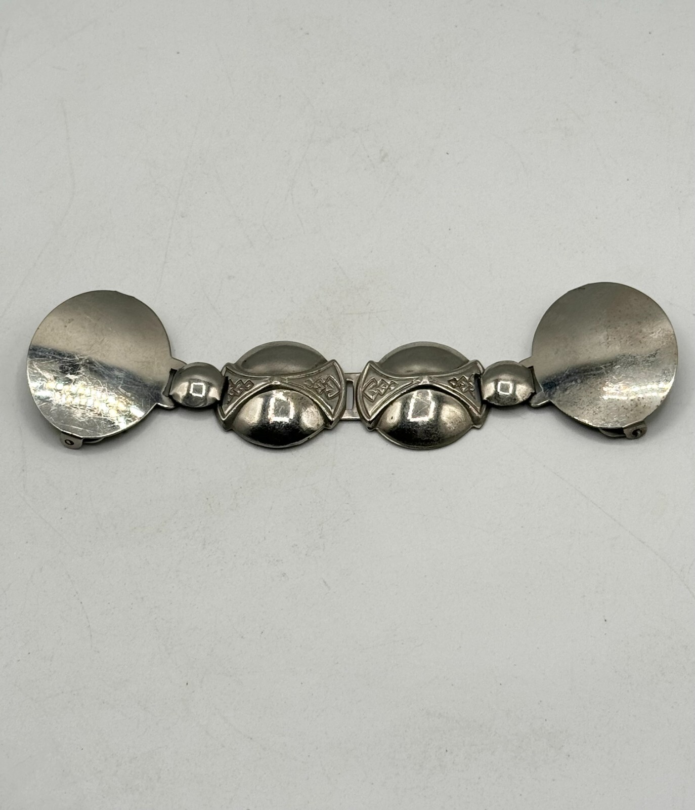 Estate solid brass silver interlocking belt buckle - image 3