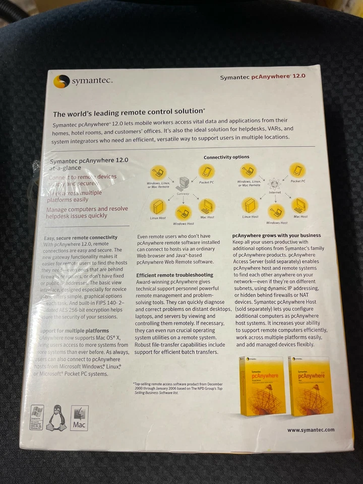 Symantec pcAnywhere Host and Remote 12 (Full Edition) (PC) - Retail Boxed - Image 2 of 3