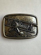 Vintage Belt Buckle Airplane - Pilots Plane Bi Wing Avon
