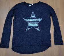Gap Kids Shirt Girls XL Navy Blue Long Sleeve Pullover Top w/ Flippy Sequin Star