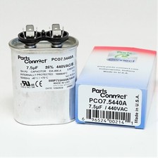 USA Run Capacitor 7.5 mfd uf 440 Volt Oval American Made PartsConnect