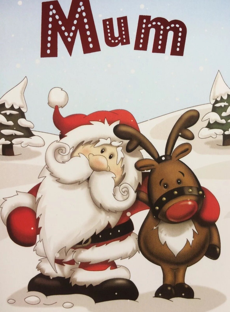 Mum' Paper Island Christmas Card Xmas Santa