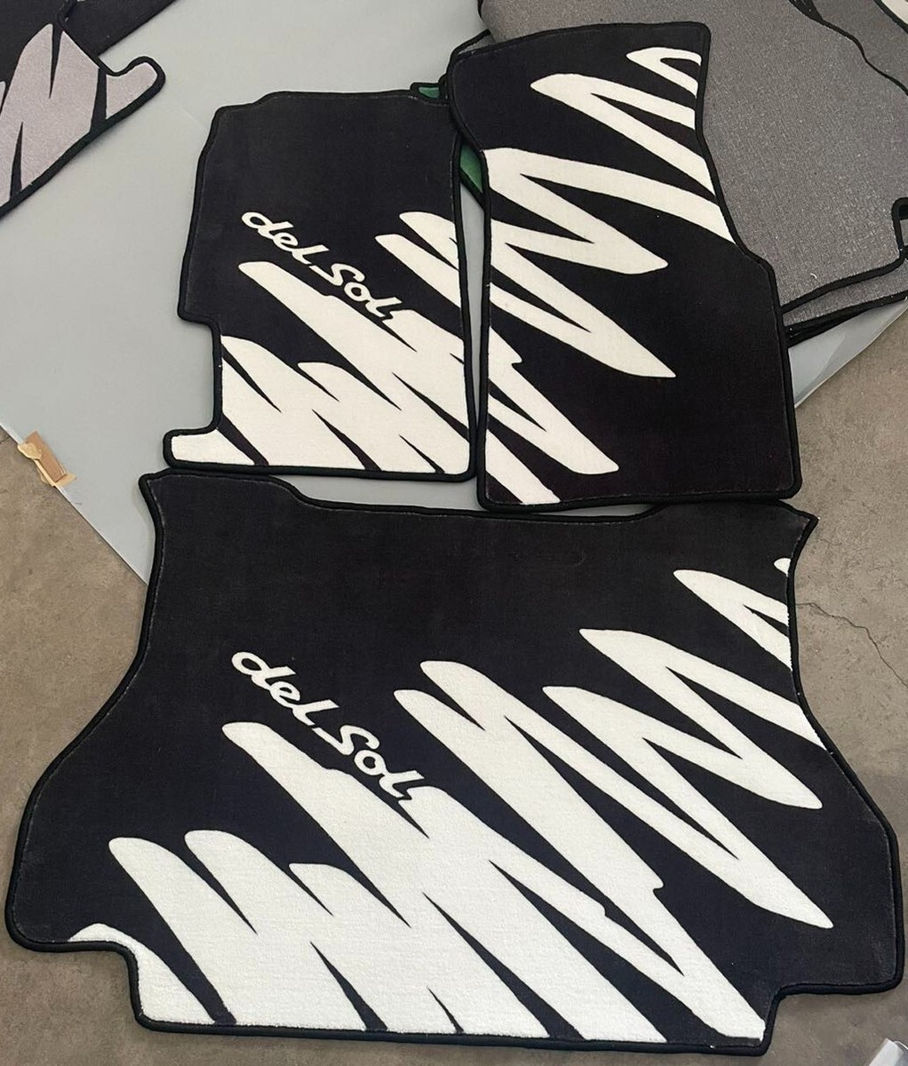 Frost White Honda Del Sol Zig Zag Mats - 3pc Set - Front Mats +