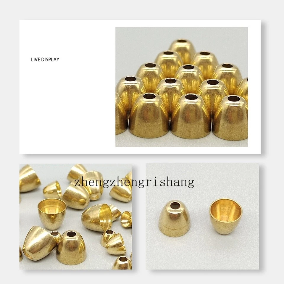 50 piezas cabezas de cono de cobre latón tubo moscas serpentinas atar moscas materiales Foto 4 de 4
