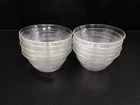 10 PYREX 445 Clear Glass Custard Cups Ramekin Bowls 3 Rings Smooth Edge