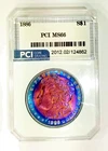 1886 MS 66 Bold Beautiful Rainbow Color Toned Morgan Dollar Mark Free PCI