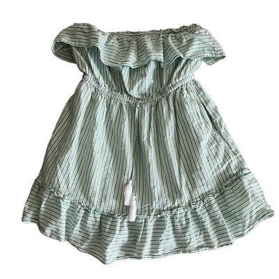 american eagle dress green ruffle Strapless Stripe mini festival tassels Sz M Toddler