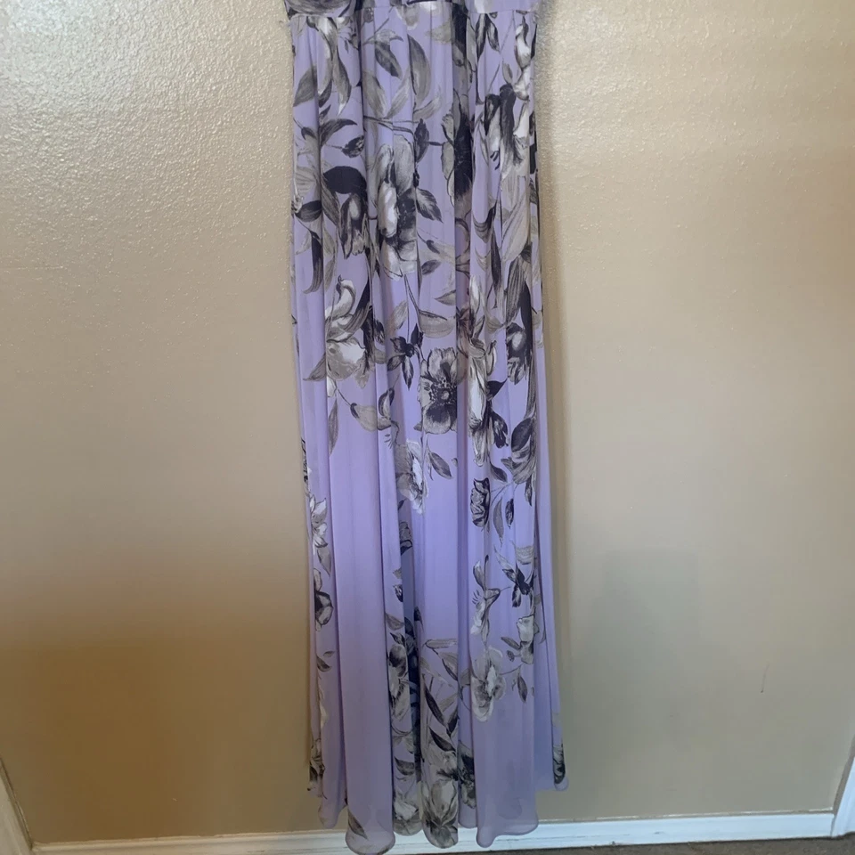 Maxi Vestido Eliza J Púrpura Chifón Halter Talla 2 Foto 3 de 4