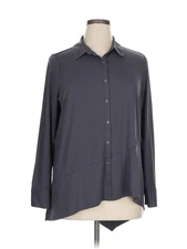 H By Halston Women Gray 3/4 Sleeve Blouse XL