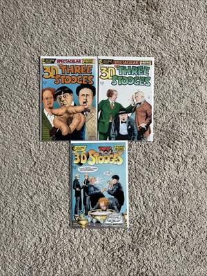 Eclipse Comics, 3-D Three Stooges Comic Books, No. 1-2-3, Free Ship, O