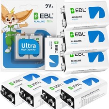 EBL 9V Alkaline Battery 6LR61 9Volt Exp 10 Years Bulk Pricing Lot