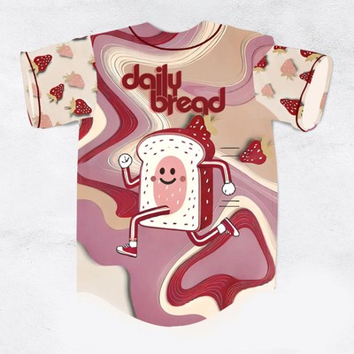 Custom Name - Daily Bread Strawberry Jam Trippy rave Baseball Jersey for EDM
