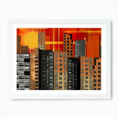 Urban Sunset Art Print Framed Wall Art Poster Canvas Print Picture