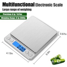 Digital Scale 3000g x 0.1g Jewelry Pocket Gram Gold Silver Coin Herb Food Precis