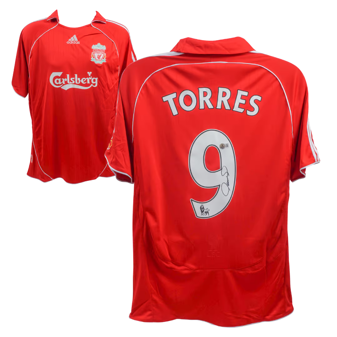 TORRES 9番 サイン入り Fernando Torres Signed Liverpool FC Home Soccer Jersey #9 with