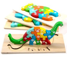 Wooden Toddler Puzzles for Kids Ages 3-5, Montessori Toys for 3 Year Old, Ani...