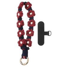 Boho Macrame Keychain Boho Wrist Keychain with T-shaped Pad, Blue Red