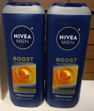 2-Pack Nivea Men Boost 3 in 1 Body Wash, Citrus Scent Caffeine - 16.9 Oz Each