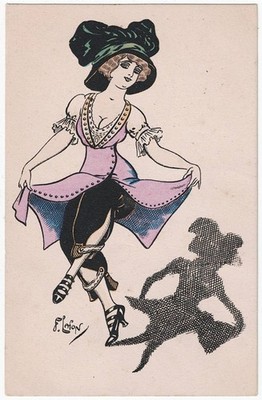 alte Künstler-Ak, Art déco, sign. F. Lafon, Tanzende Frau mit Hut, ungelaufen