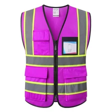 Reflective Safety Vest for Men Women Hi Vis Vest with 8 Pockets High Visibili...