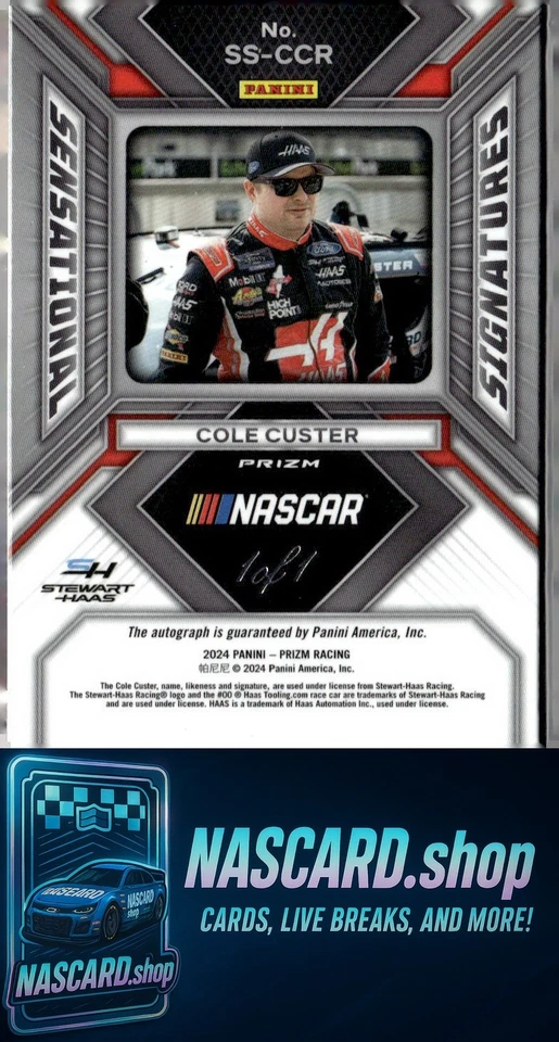 2024 Panini Prizm Cole Custer Sensational Signatures Gold Vinyl #1/1 - Image 2 of 2