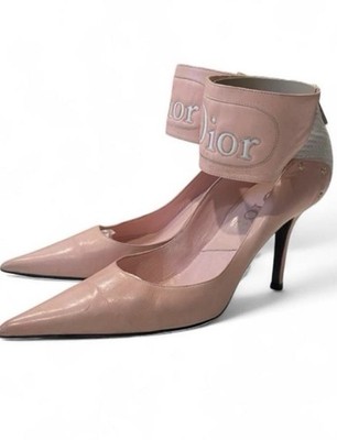Rare DIOR Y2K 2004 Vintage John Galliano Pink M Logo Cuff Heels Size 41/ US 10