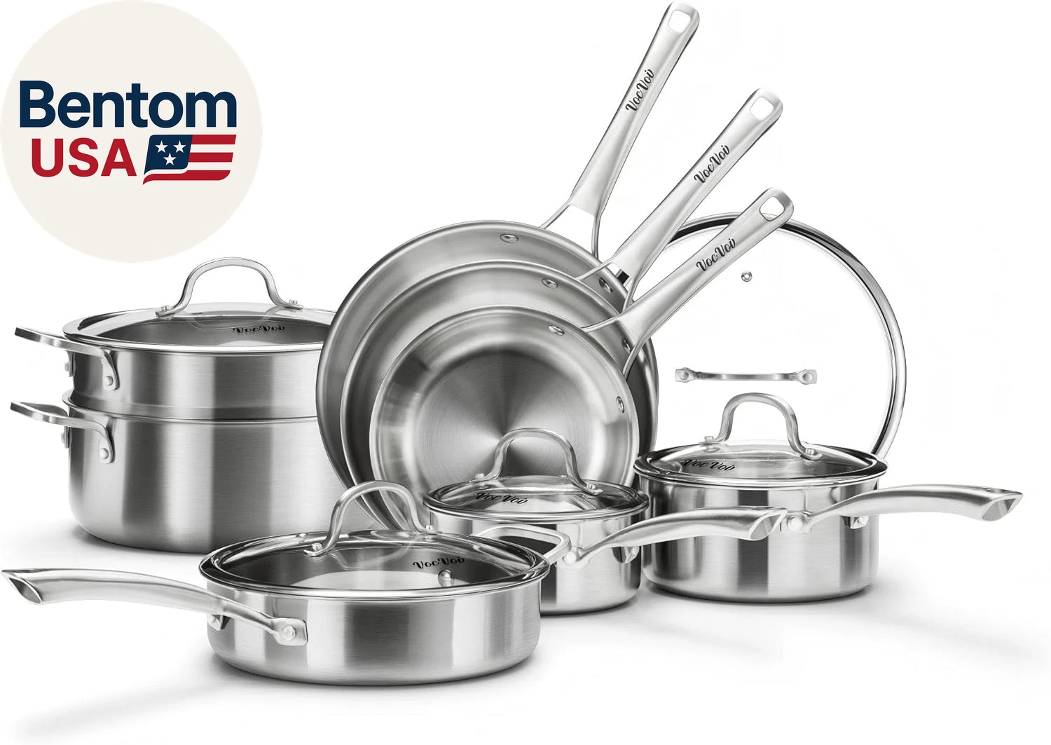 Stainless Steel Cookware Set,Tir-Ply Pots and Pans Set,13 Pcs Stainless Steel In
Opens in a new wind