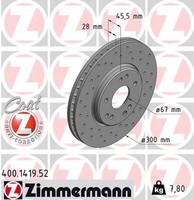 2X Bremsscheibe Sport Z Zimmermann 400.1419.52 FüR Mercedes R129 W201 W124 190