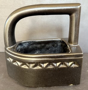Vintage McCoy Black Iron Shaped Retro Flower Plant Planter MCM
