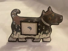 New, open stock, mini metal scottie dog picture frame, silver tone. 5.5" x 3.75"