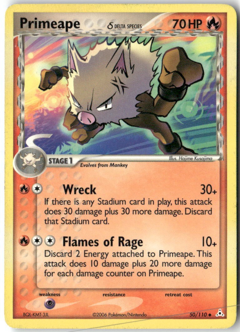 Primeape 50/110 Uncommon Holon Phantoms Pokemon Heavily Played