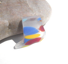 Sea Glass, Clear with Multi Color Spot Orange Yellow Blue Red White Purple Green