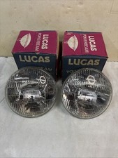 Lucas Nos Pair 7 High Output 75w Driving Lamps 2 Prong Sealed Beam Units.