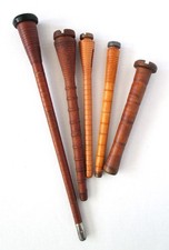 Lot 5 VTG Wooden Textile Mill Thread Bobbin Spindle Spools 8"
