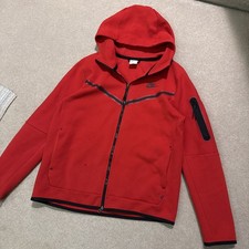 Nike Tech Fleece Full Zip Hoodie Jacket Mens L Gym Red  Black HV0949-687