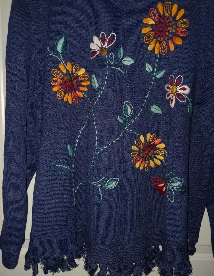 Suéter Alfred Dunner Mujer Plus Otoño 2X Floral Bordado Cottagecore  Foto 2 de 4