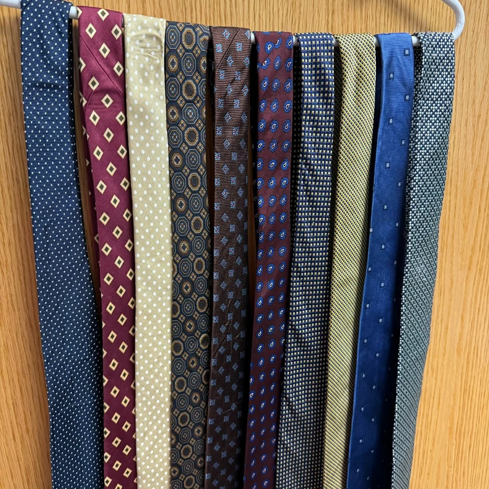 Lote de 10 corbatas Brooks Brothers 100 % seda - estilos geométricos y sólidos, hechas en EE. UU. Foto 2 de 4